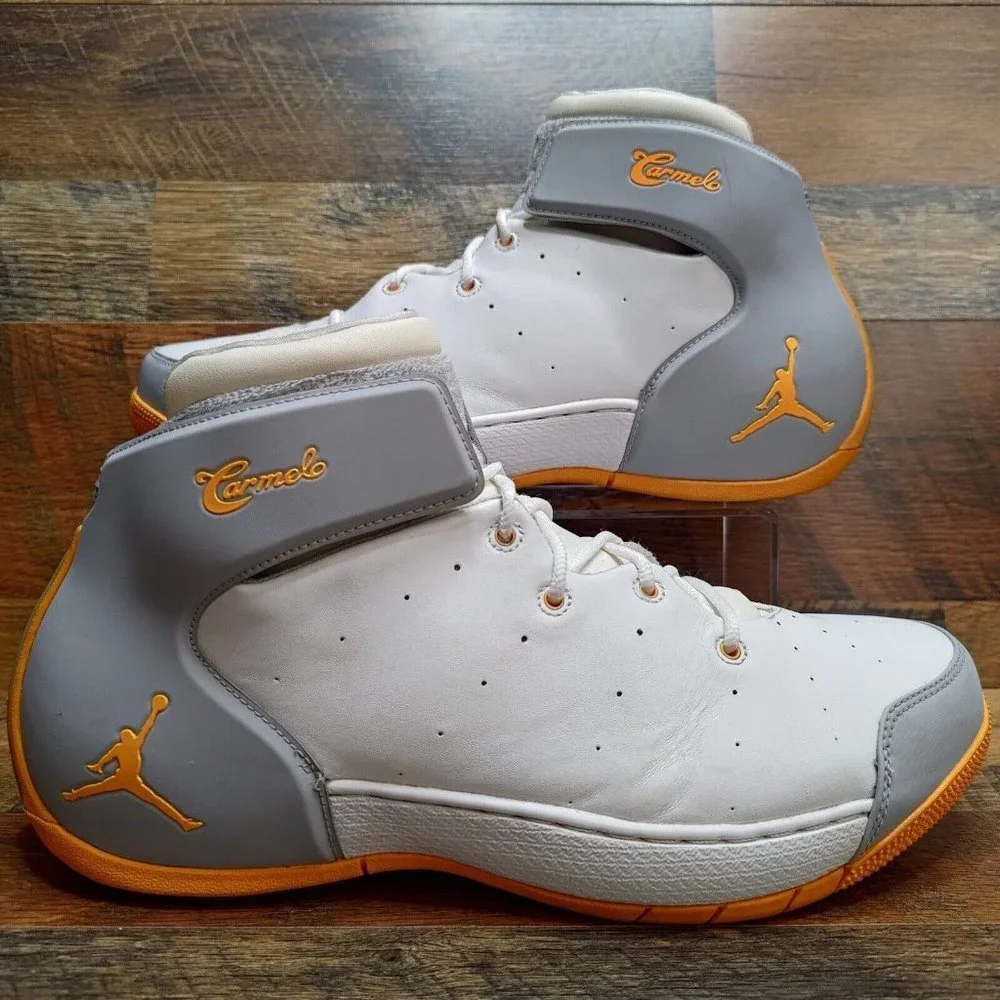 Nike Air Jordan Men’s Melo 1.5 Atomic Mango Wolf White Shoes 631310-135 Size 12